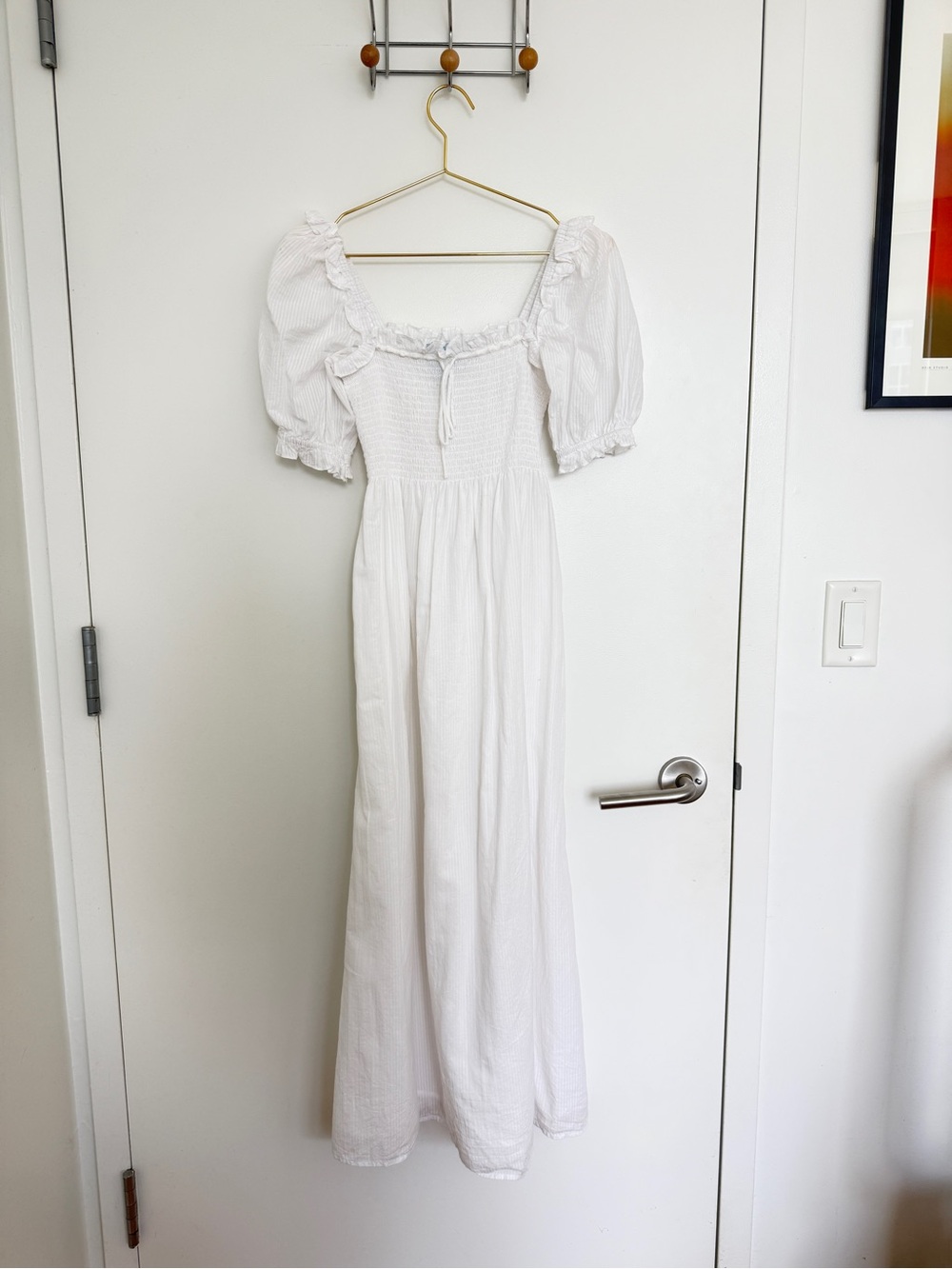 Hill House White Puff-Sleeve Maxi Dress